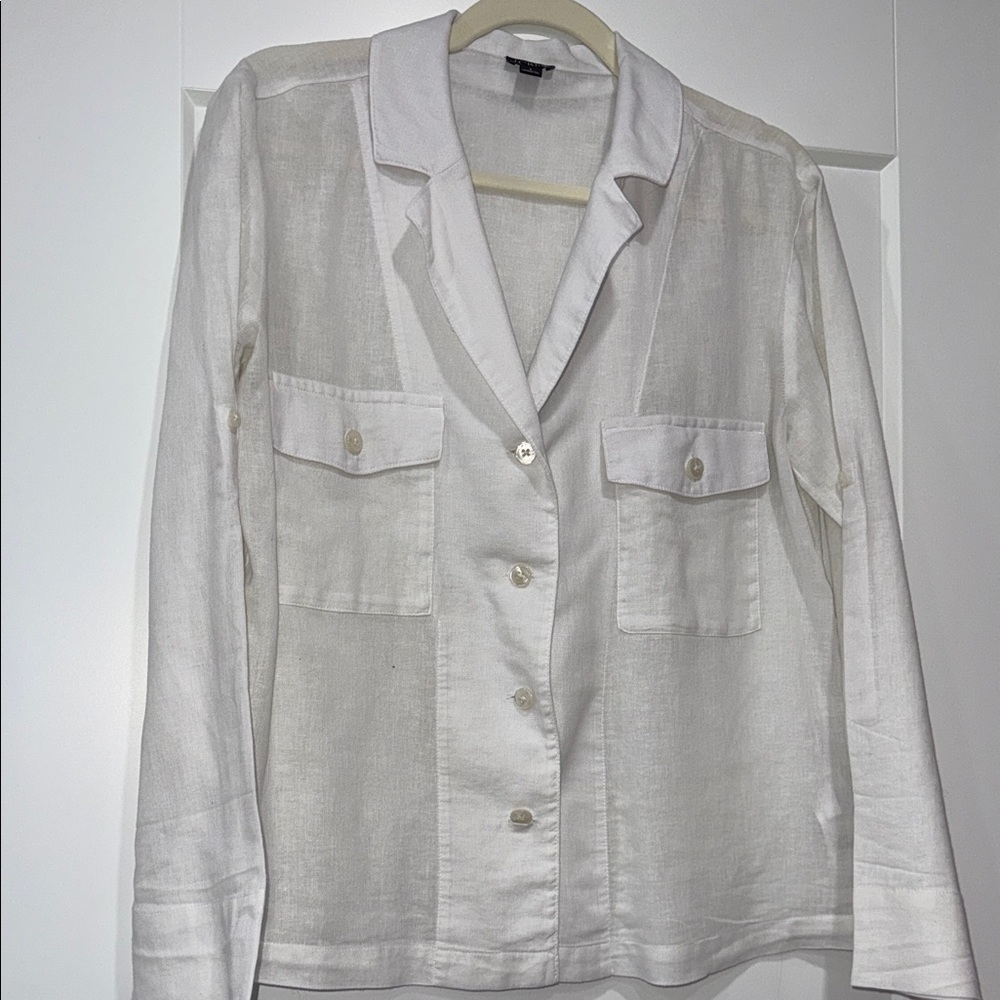 J. Crew White camp Linen Shirt